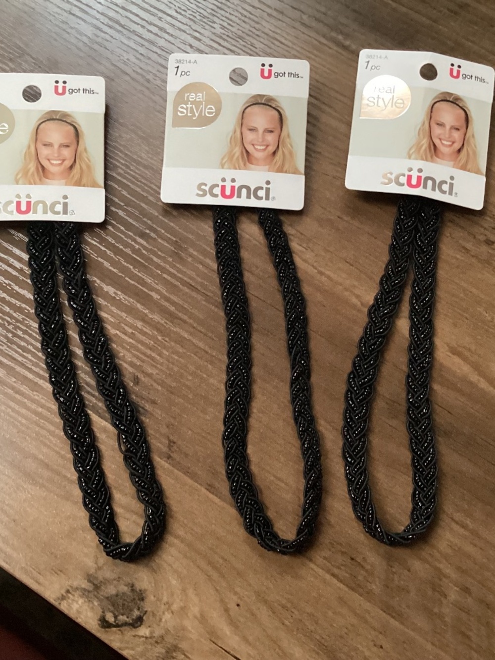 Scunci Black Braided Beaded Headbands Bundle New
